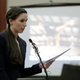 Rachael Denhollander testifying on January 24 in Ingham County via Carlos Osorio/AP